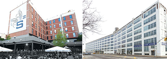 From left: Studio Square in Long Island City and the Standard Motors Building, also in Long Island City
