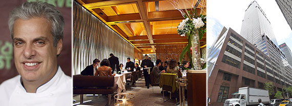 From left: Le Bernadin head chef Eric Ripert, the eatery's main dining room and the exterior of 155 West 51st Street