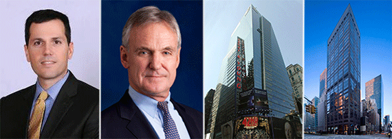 From left: Andrew Scandalios, Peter Hauspurg, 5 Times Square and 450 Park Avenue in Midtown