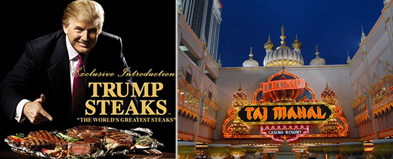 Trump Steaks (left) and Trump Entertainment Resorts were among the real estate heavyweight's less successful ventures.
