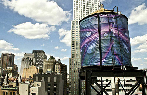 Water tank art in New York City