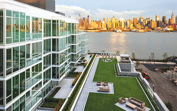 Lennar’s Avenue Collection is a multi-phase condo complex on the Hudson River in Weehawken, where prices start at $800,000 for a one-bedroom unit