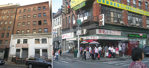 From left: 108 Charlton Street and Kong Kee Food Corp. in Long Island City