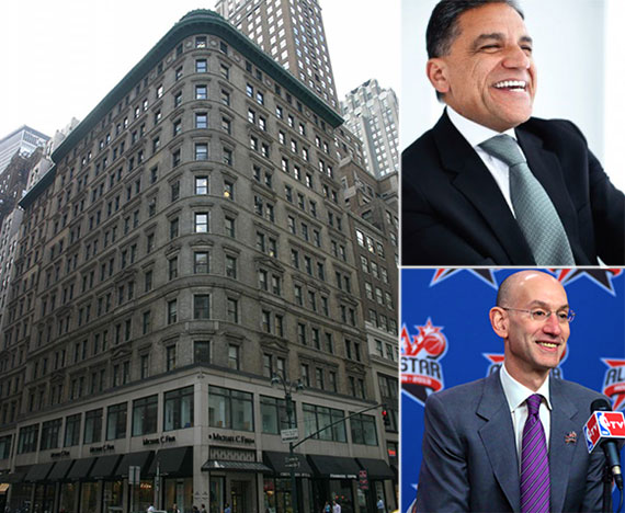 Clockwise from left: 545 Fifth Avenue, Joseph Moinian and NBA Commissioner Adam Silver