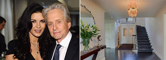 From left: Catherine Zeta-Jones and Michael Douglas and their Bedford, N.Y.-home