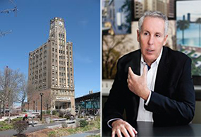 From left: Long Island City's clock tower building and Kevin Maloney