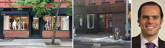 From left: Maje at 10 Prince Street and Helmut Lang at 14 Prince Street (Photos: Racked) and Ivan Hakimian