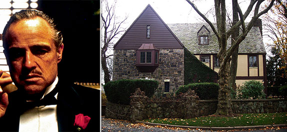 From left: Marlon Brando on the Godfather and the Staten Island home from the movie