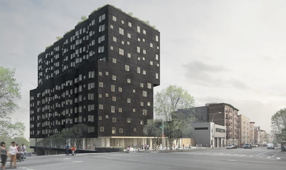 A rendering of the new Sugar Hill development at West 155th Street and St. Nicholas Boulevard, Harlem