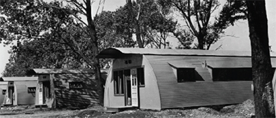 Quonset hut-style temporary housing built for returning WWII vets in Jamaica Beach, Queens