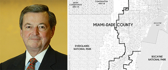 Armando Codina and map of Miami-Dade's Urban Development Boundary (via Matthew Toro)