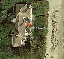 A Google Maps satellite view of the mansion