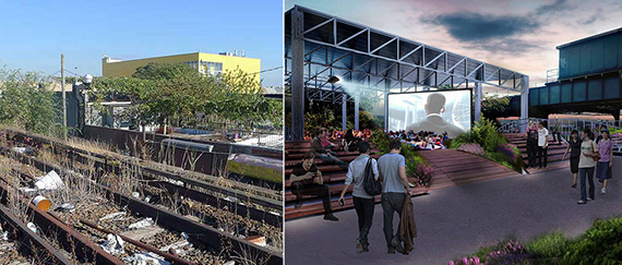 Present conditions and renderings of the proposed QueensWay