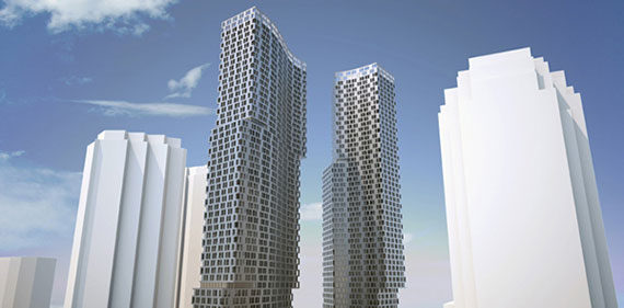 Earlier rendering of the tower at 99 Hudson Street in Jersey City