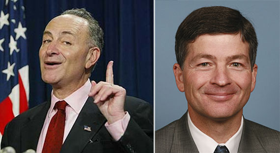 From left: Chuck Schumer and Jeb Hensarling