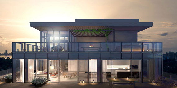 A rendering of the Miami Beach Edition's rooftop residence (not the unit sold).