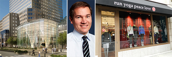 From left: Brookfield Place rendering, Edward Hogan and Lululemon at 1146 Madison Avenue (credit: Well and Good)