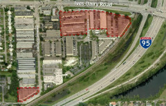 Satellite view of the warehouse park.
