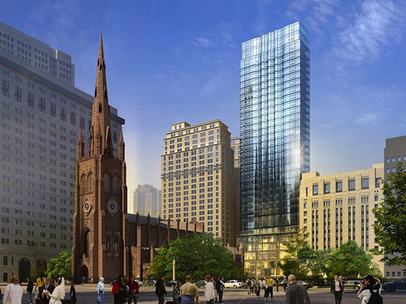 Potential rendering for the new mixed-use tower on Trinity Place