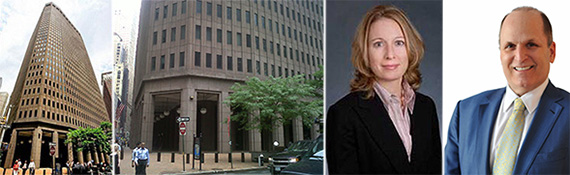 From left: 85 Broad Street in Lower Manhattan, Cynthia Wasserberger and Mark Jaccom