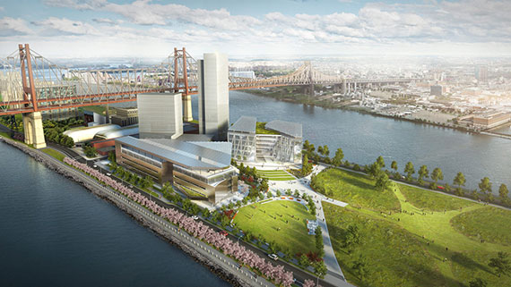 A rendering of the new Cornell Tech campus on Roosevelt Island