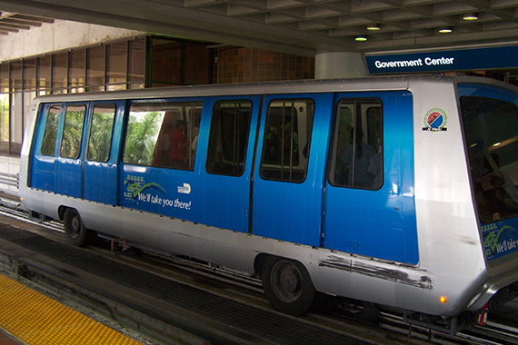The Metromover at the Government Center station in downtown Miami