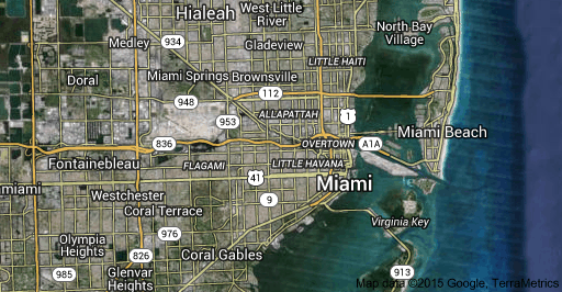 Map of Miami suburbs
