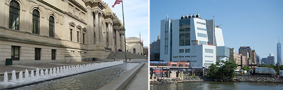 From left: the David H. Koch Plaza in front of the Metropolitan Museum of Art and the new Whitney Museum of American Art in the Meatpacking District
