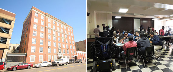 From left: 285 Schermerhorn Street and Brooklyn Community Services' interior