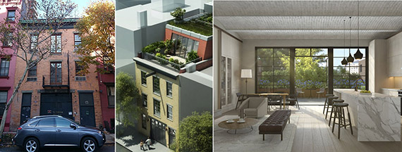 From left: 271 West 10th Street, renderings of the property