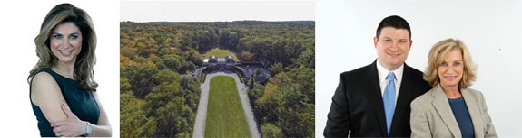 From left: Douglas Elliman's Maria Babaev, the Easton estate on Long Island's North Shore, and Jason and Sarah Friedman