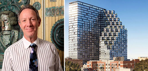 From left: Ian Bruce Eichner and a rendering of 1800 Park Avenue in Harlem (credit: ODA Architecture)