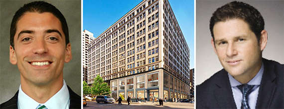 From left: Sacha Zarba, a rendering of 387 Park Avenue South and Matt Leon