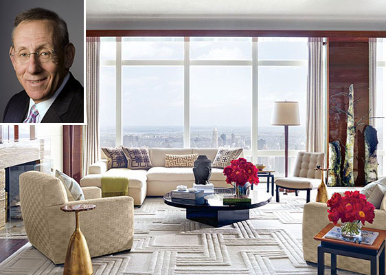 Stephen Ross' condo in the Time Warner Center (credit: Architectural Digest) (inset: Stephen Ross)