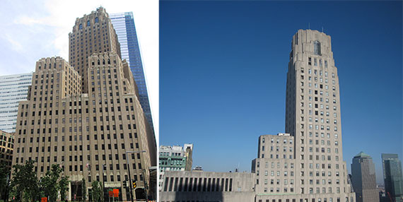 From left: 140 West Streetand 1 Wall Street