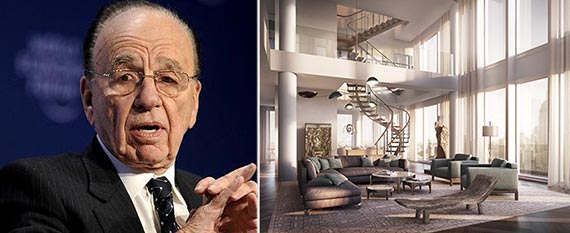 From left: Rupert Murdoch and the penthouse at One Madison Park