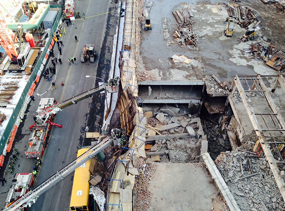 Partial building collapse at 642 West 57th Street in Hell's Kitchen (credit: FDNY)