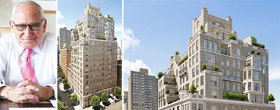 From left: Robert A.M. Stern and renderings of 20 East End Avenue (credit: Robert A.M. Stern)