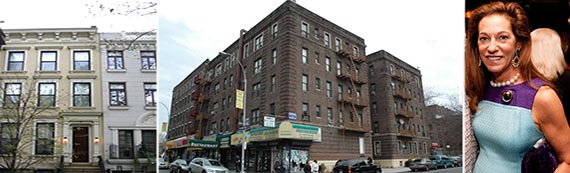 From left: 178 East 64th Street, 1059 Union Street and Debrah Lee Charatan (credit: Flickr)