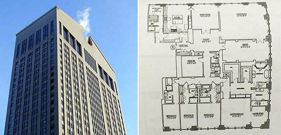 From left: 550 Madison Avenue and a floor plan for apartment 30A