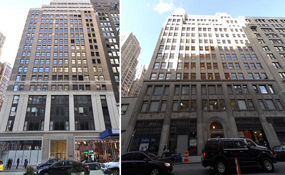 From left: 1375 Broadway and 31 Penn Plaza in Midtown