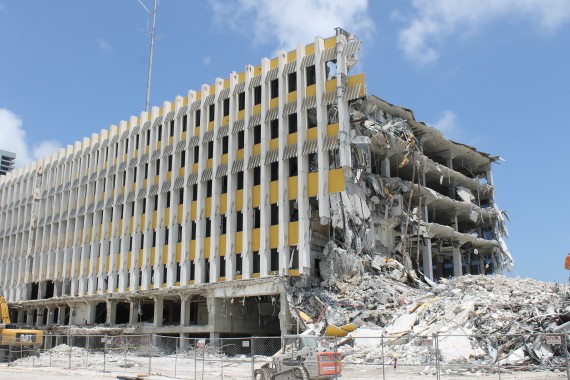 The old Miami Herald headquarters partially demolished