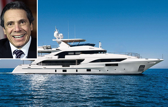 A Benetti super-yacht (inset: Andrew Cuomo)