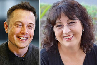From left: Elon Musk and Lynn Farris