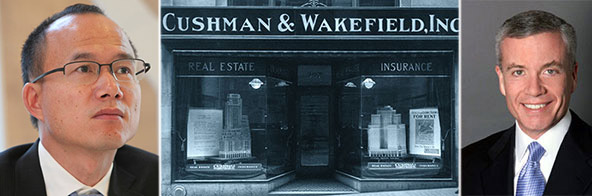 From left: Guo Guangchang, an old Cushman &amp; Wakefield office in New York, Cushman's Edward Forst