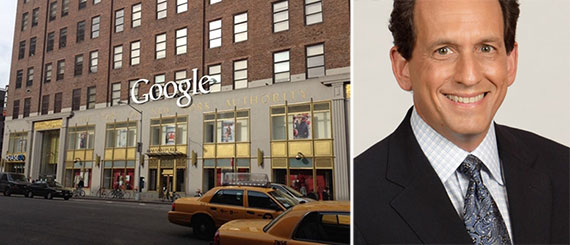 From left: Google's headquarters at 111 Eighth Avenue and WebMD CEO David Schlanger