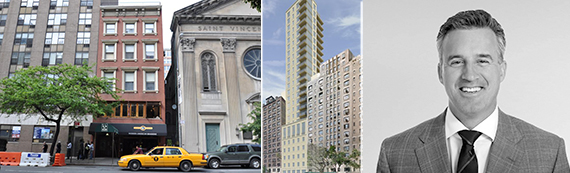 From left: 131 West 23rd Street, rendering of 19 West 96th Street and Sackman Enterprises' Carter Sackman