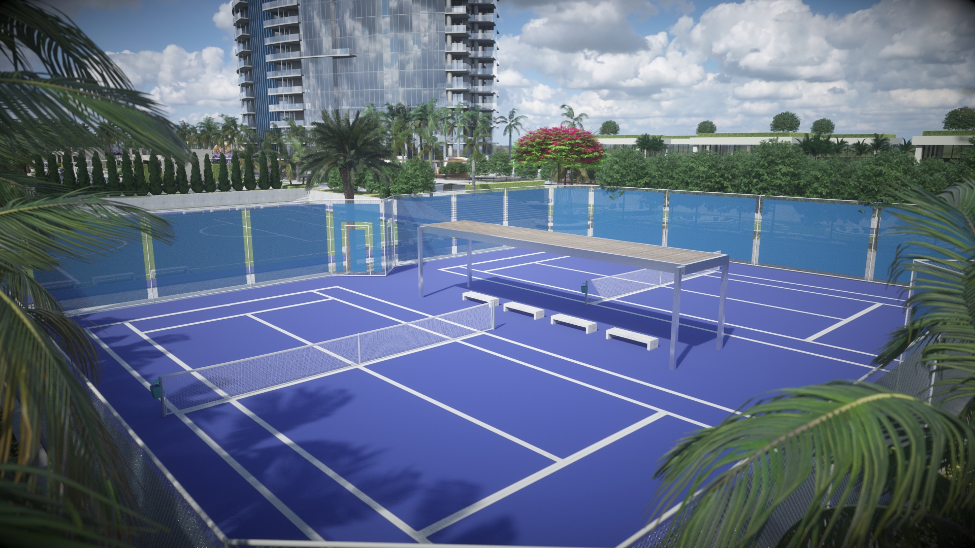 Rendering of Paramount Miami Worldcenter's tennis courts