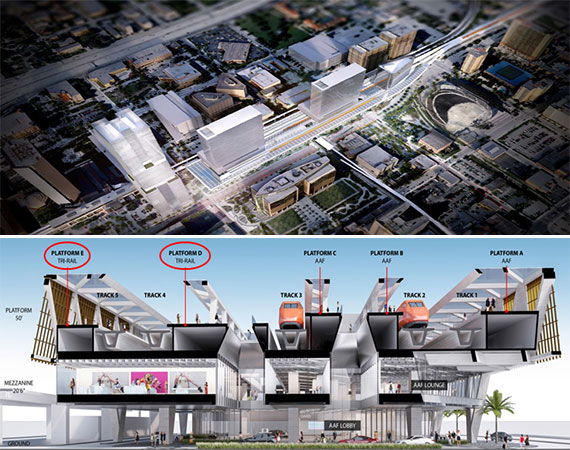 Renderings of the Tri-Rail downtown station