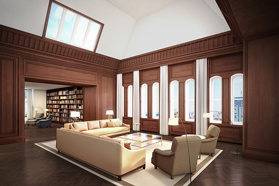 Rendering of a 29th floor unit at the Woolworth Building (Credit: Williams New York) 